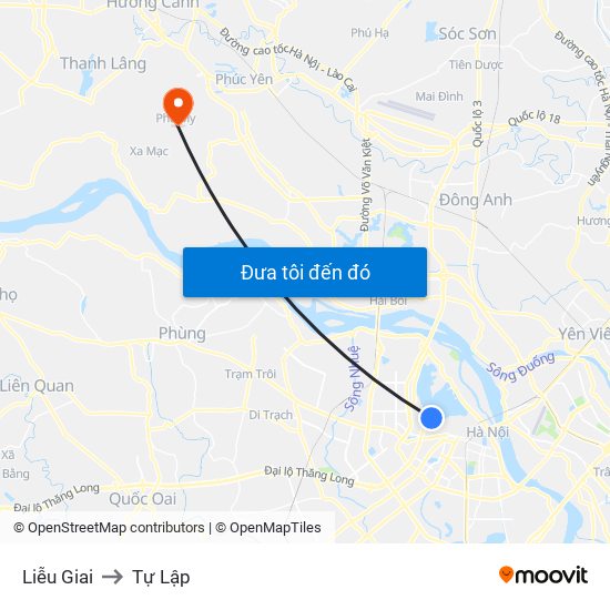 Liễu Giai to Tự Lập map