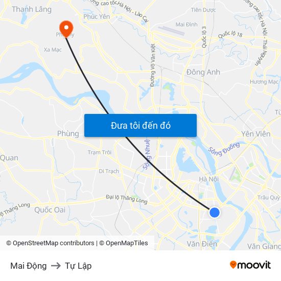 Mai Động to Tự Lập map