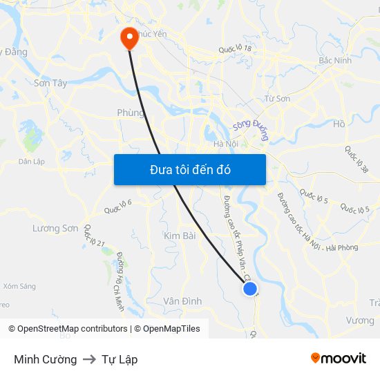 Minh Cường to Tự Lập map