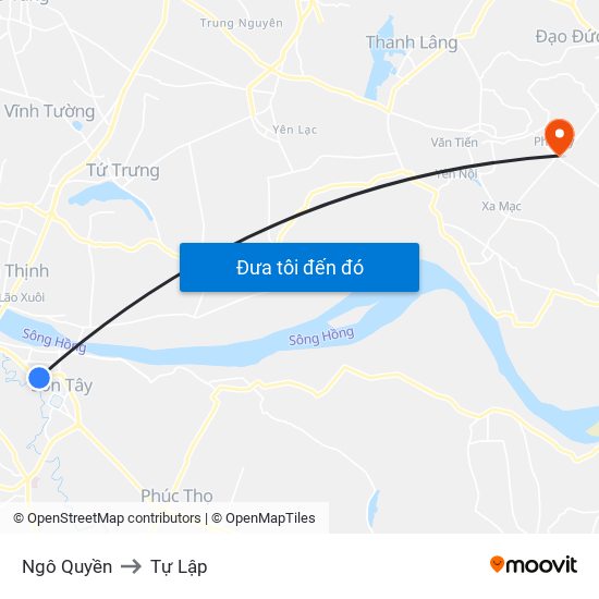 Ngô Quyền to Tự Lập map