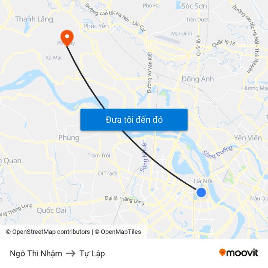 Ngô Thì Nhậm to Tự Lập map