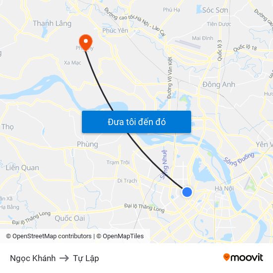 Ngọc Khánh to Tự Lập map