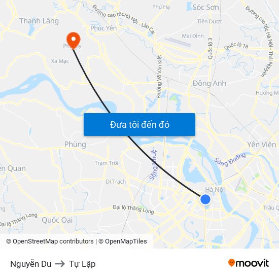 Nguyễn Du to Tự Lập map