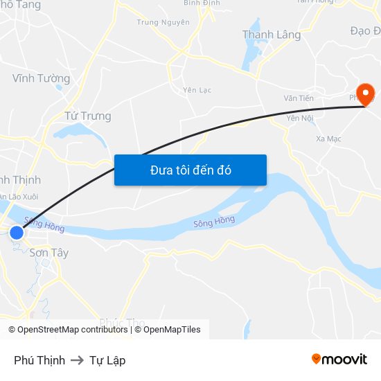 Phú Thịnh to Tự Lập map