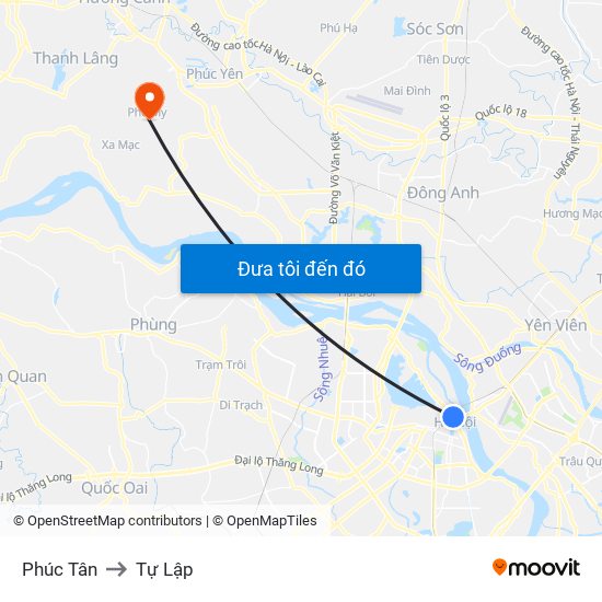 Phúc Tân to Tự Lập map