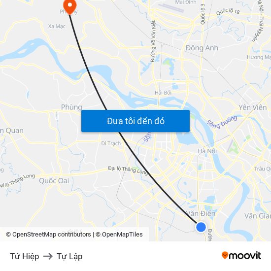 Tứ Hiệp to Tự Lập map