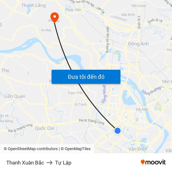 Thanh Xuân Bắc to Tự Lập map