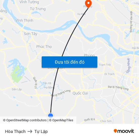 Hòa Thạch to Tự Lập map
