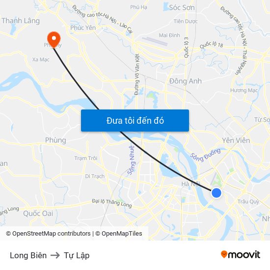 Long Biên to Tự Lập map