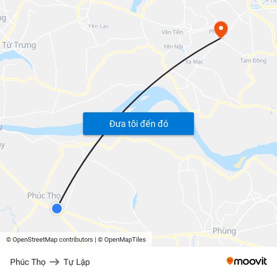 Phúc Thọ to Tự Lập map