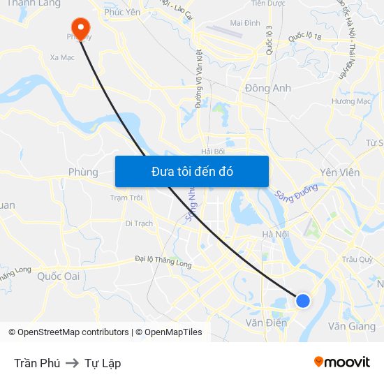 Trần Phú to Tự Lập map