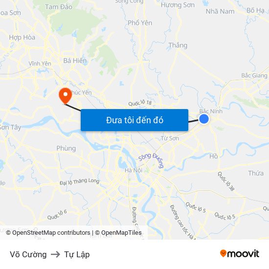 Võ Cường to Tự Lập map