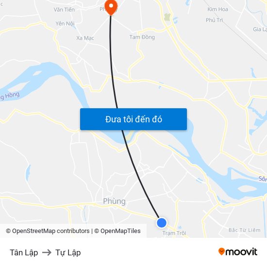 Tân Lập to Tự Lập map