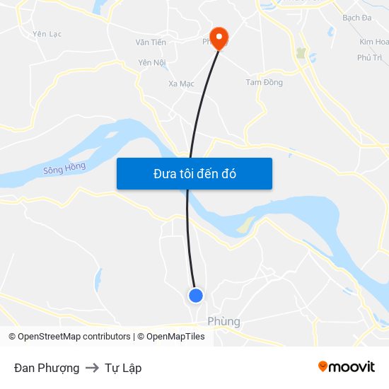 Đan Phượng to Tự Lập map