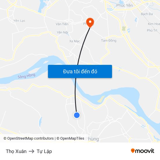 Thọ Xuân to Tự Lập map