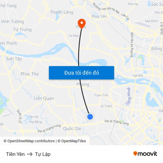 Tiền Yên to Tự Lập map