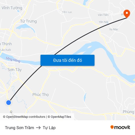 Trung Sơn Trầm to Tự Lập map