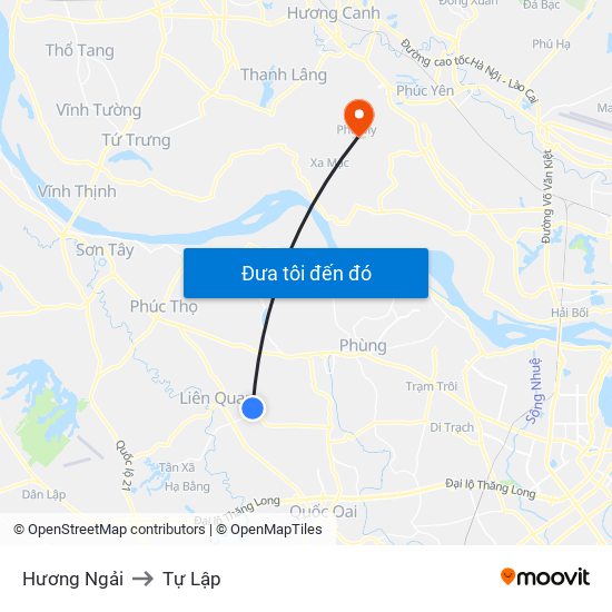 Hương Ngải to Tự Lập map