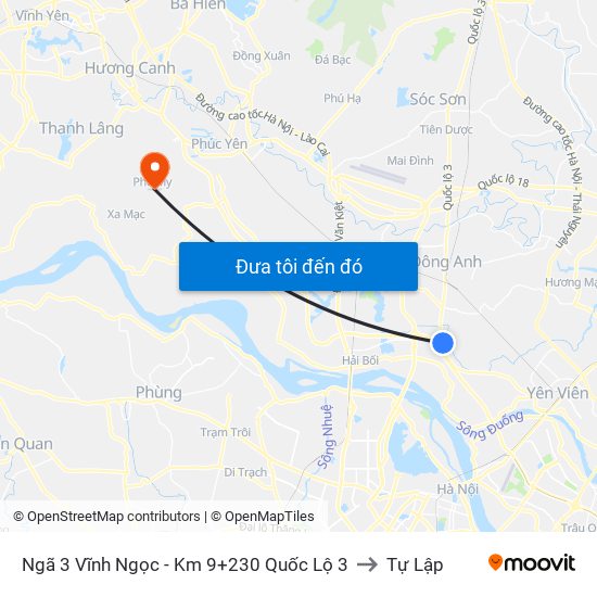 Ngã 3 Vĩnh Ngọc - Km 9+230 Quốc Lộ 3 to Tự Lập map