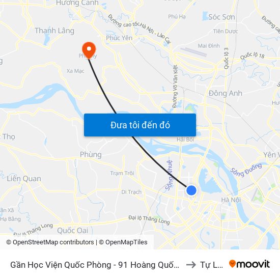 Gần Học Viện Quốc Phòng - 91 Hoàng Quốc Việt to Tự Lập map