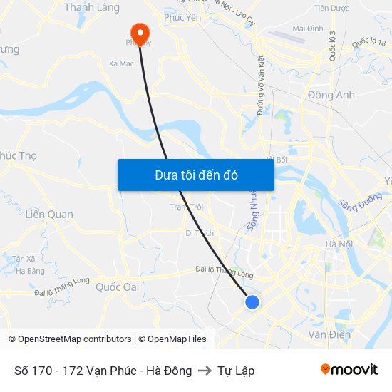 Số 170 - 172 Vạn Phúc - Hà Đông to Tự Lập map