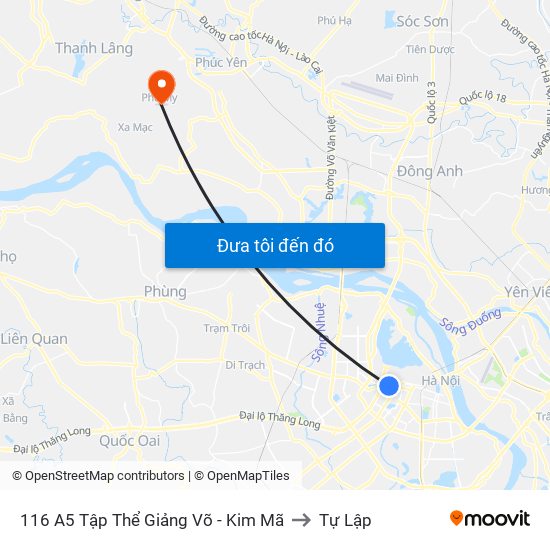 116 A5 Tập Thể Giảng Võ - Kim Mã to Tự Lập map