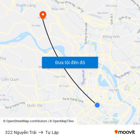 322 Nguyễn Trãi to Tự Lập map