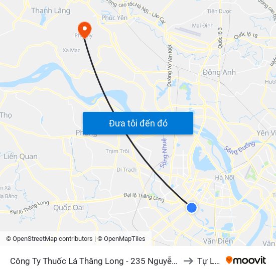 Công Ty Thuốc Lá Thăng Long - 235 Nguyễn Trãi to Tự Lập map