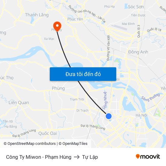 Công Ty Miwon - Phạm Hùng to Tự Lập map