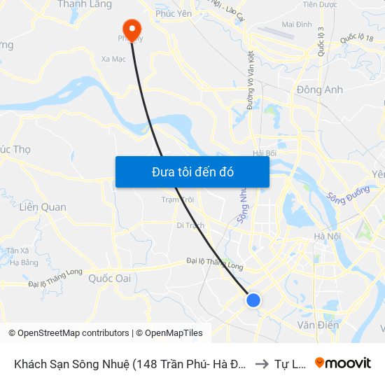 Khách Sạn Sông Nhuệ (148 Trần Phú- Hà Đông) to Tự Lập map