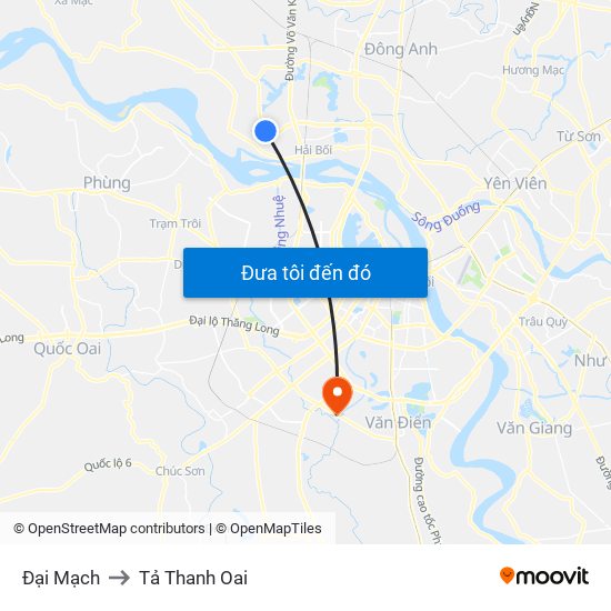 Đại Mạch to Tả Thanh Oai map