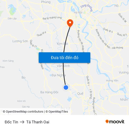 Đốc Tín to Tả Thanh Oai map