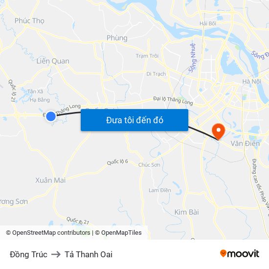 Đồng Trúc to Tả Thanh Oai map
