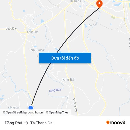 Đồng Phú to Tả Thanh Oai map