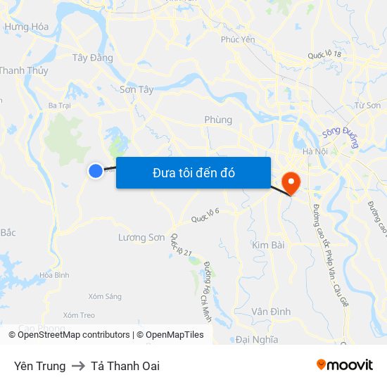 Yên Trung to Tả Thanh Oai map
