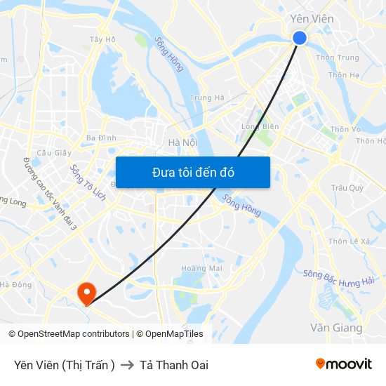 Yên Viên (Thị Trấn ) to Tả Thanh Oai map