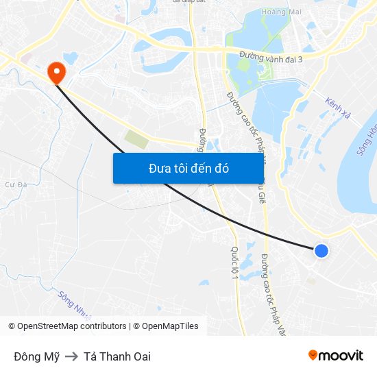 Đông Mỹ to Tả Thanh Oai map