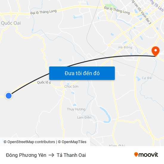 Đông Phương Yên to Tả Thanh Oai map