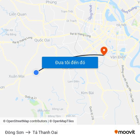 Đông Sơn to Tả Thanh Oai map