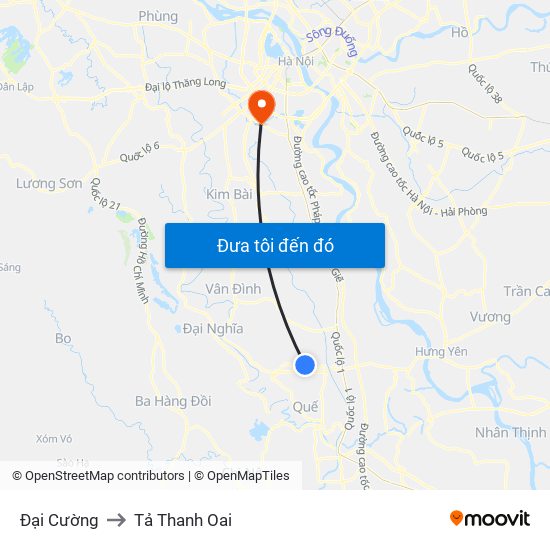 Đại Cường to Tả Thanh Oai map