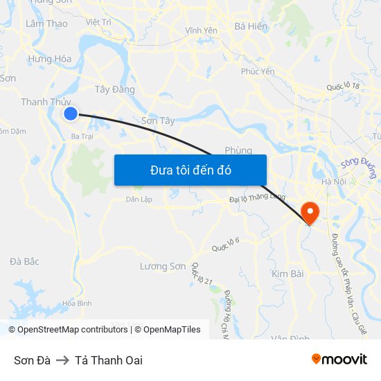 Sơn Đà to Tả Thanh Oai map