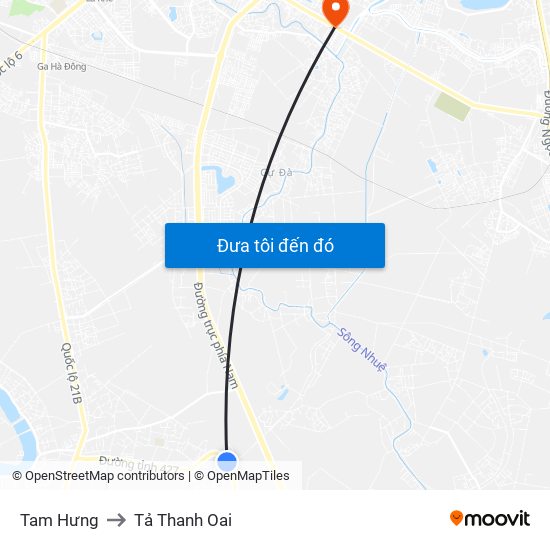 Tam Hưng to Tả Thanh Oai map