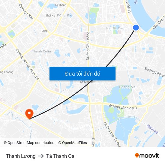 Thanh Lương to Tả Thanh Oai map