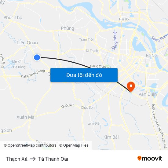 Thạch Xá to Tả Thanh Oai map