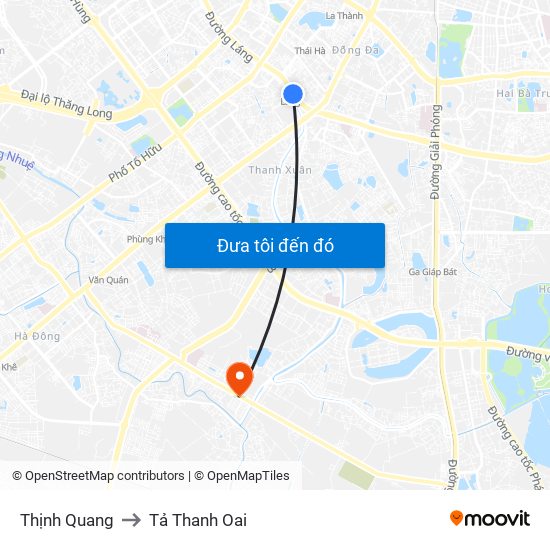 Thịnh Quang to Tả Thanh Oai map