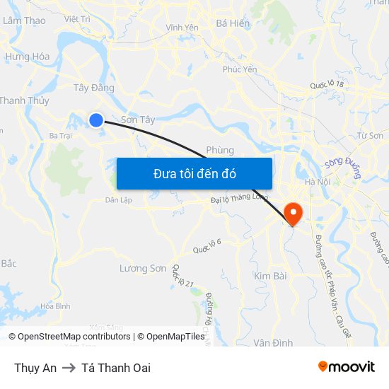 Thụy An to Tả Thanh Oai map