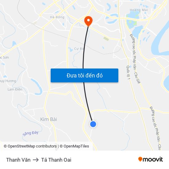Thanh Văn to Tả Thanh Oai map