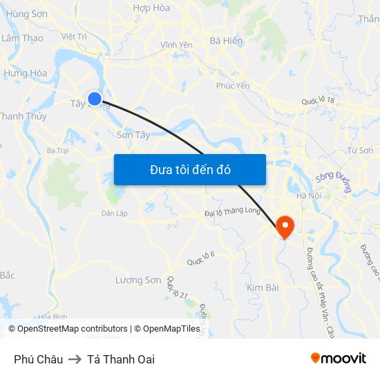 Phú Châu to Tả Thanh Oai map