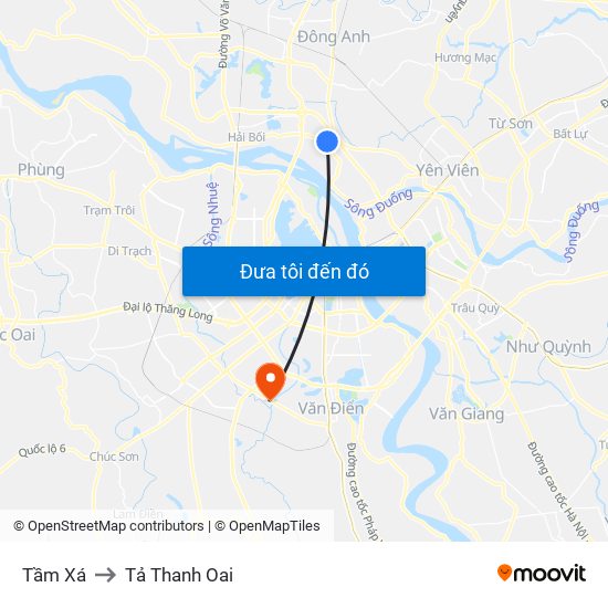 Tầm Xá to Tả Thanh Oai map