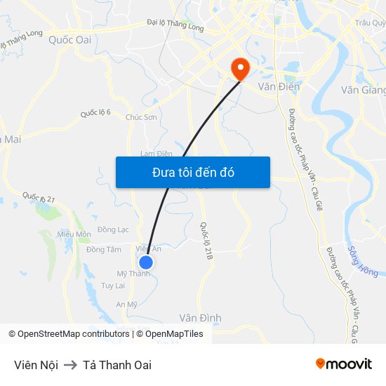 Viên Nội to Tả Thanh Oai map